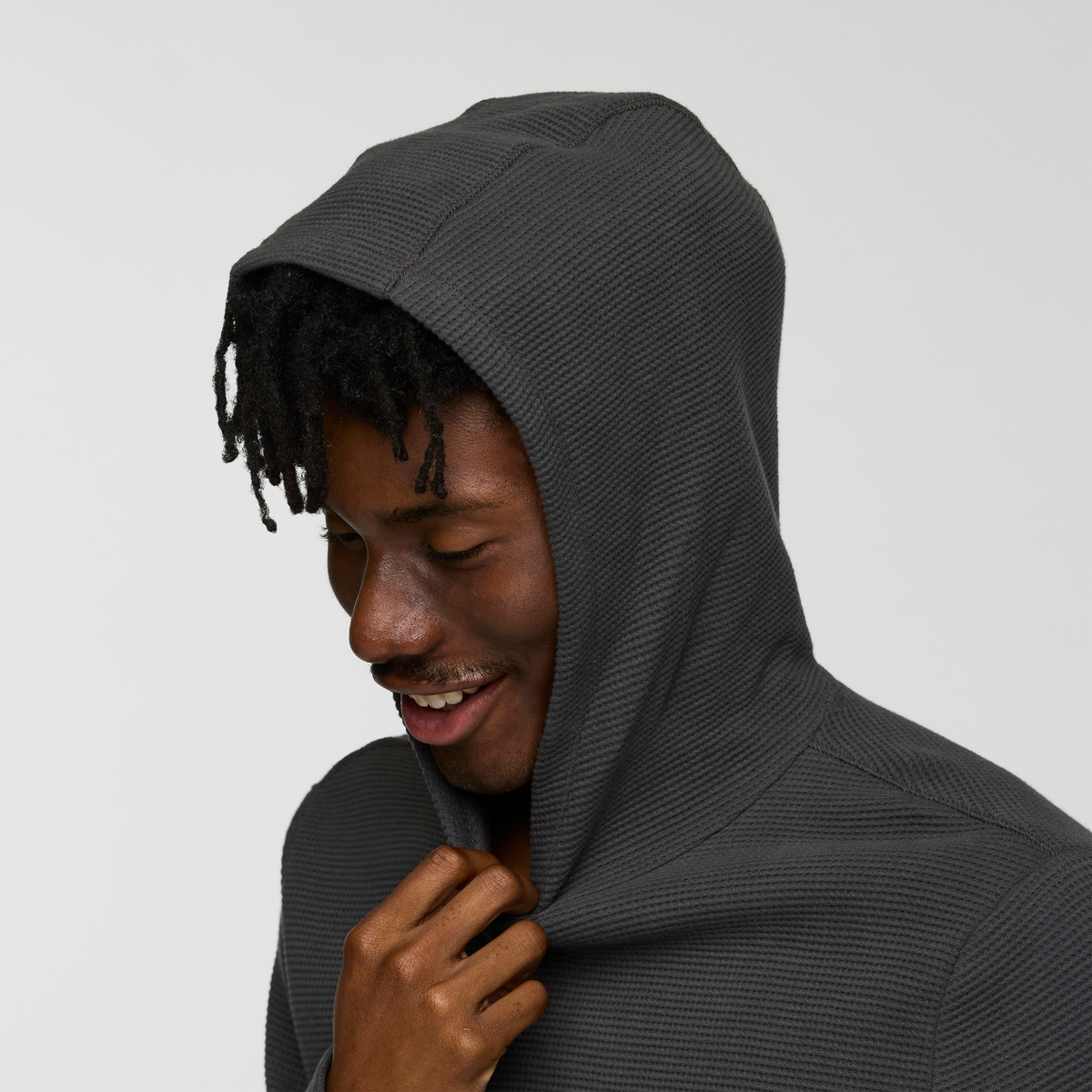 Atajo Long-Sleeve Waffle Hoodie - Men's, Charcoal, Model Nicolas