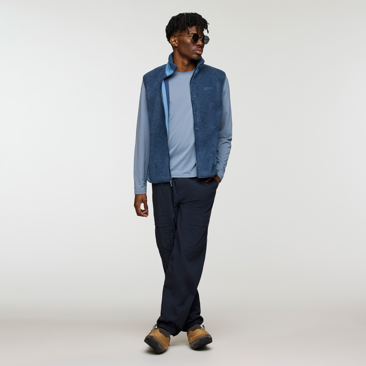 Bacano Fleece Vest - Men's, Deep Sea/Fjord, Model Nicolas