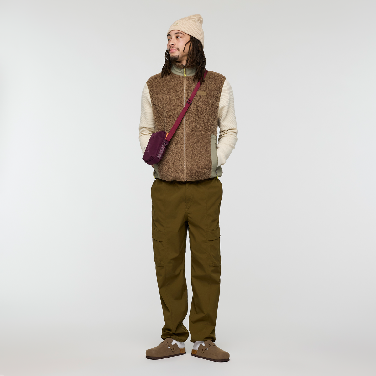 Bacano Fleece Vest - Men's, Dune, Model Kai
