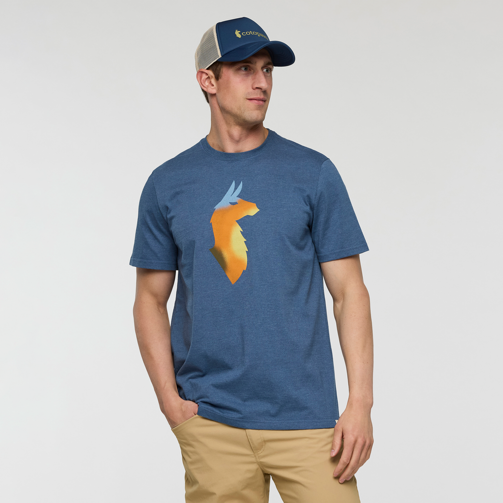 Bitmap Llama T-Shirt - Men's, Deep Sea, Model Jackson