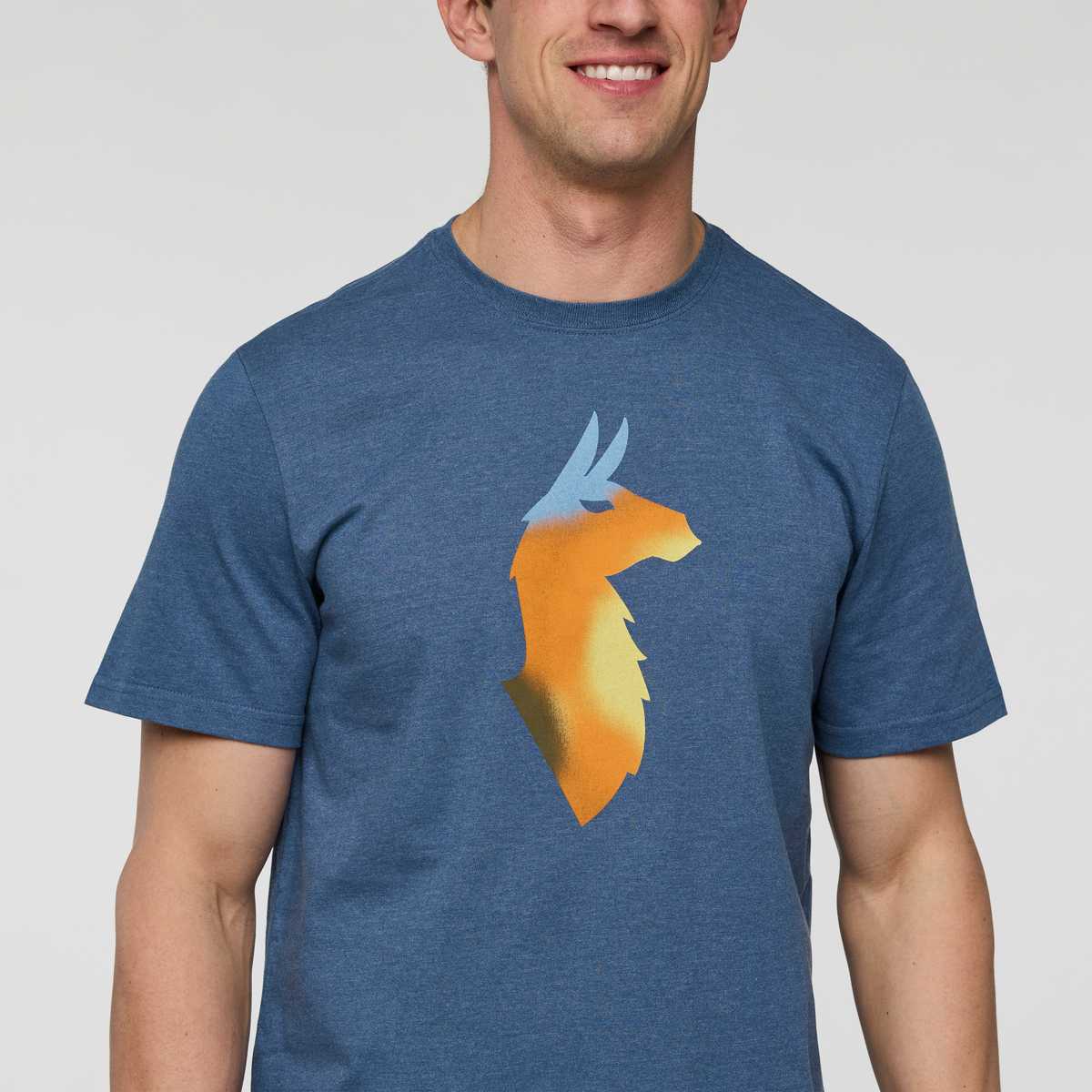 Bitmap Llama T-Shirt - Men's, Deep Sea, Model Jackson