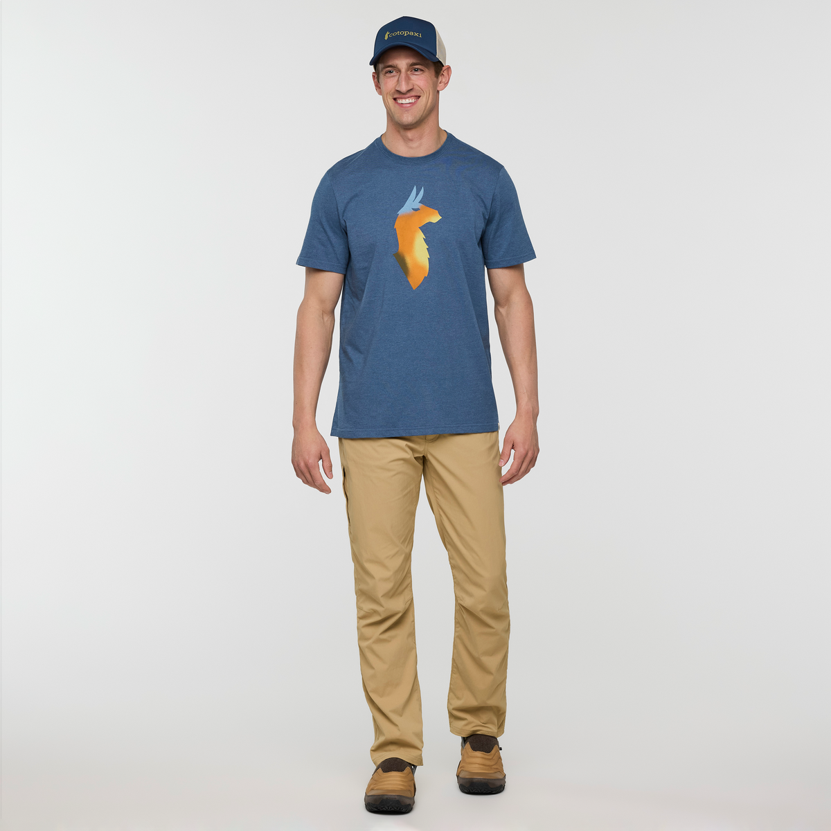 Bitmap Llama T-Shirt - Men's, Deep Sea, Model Jackson