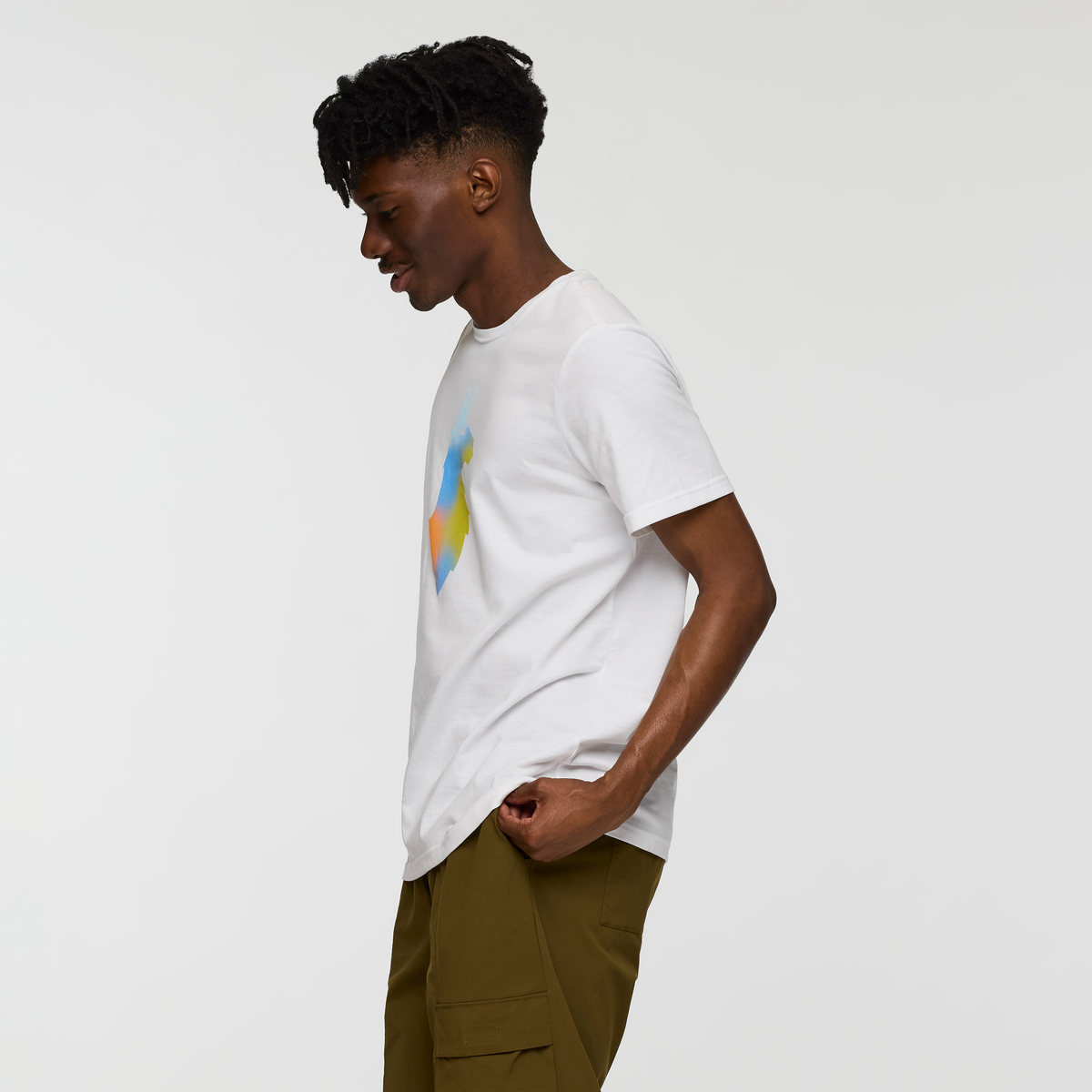 Bitmap Llama T-Shirt - Men's, White, Model Nicolas