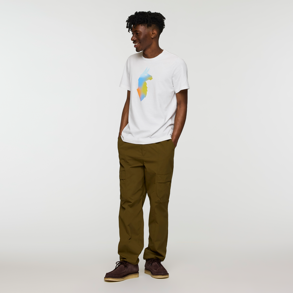 Bitmap Llama T-Shirt - Men's, White, Model Nicolas