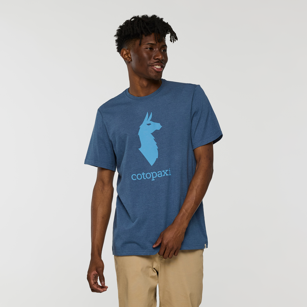 Cotopaxi Llama T-Shirt - Men's, Deep Sea, Model Nicolas