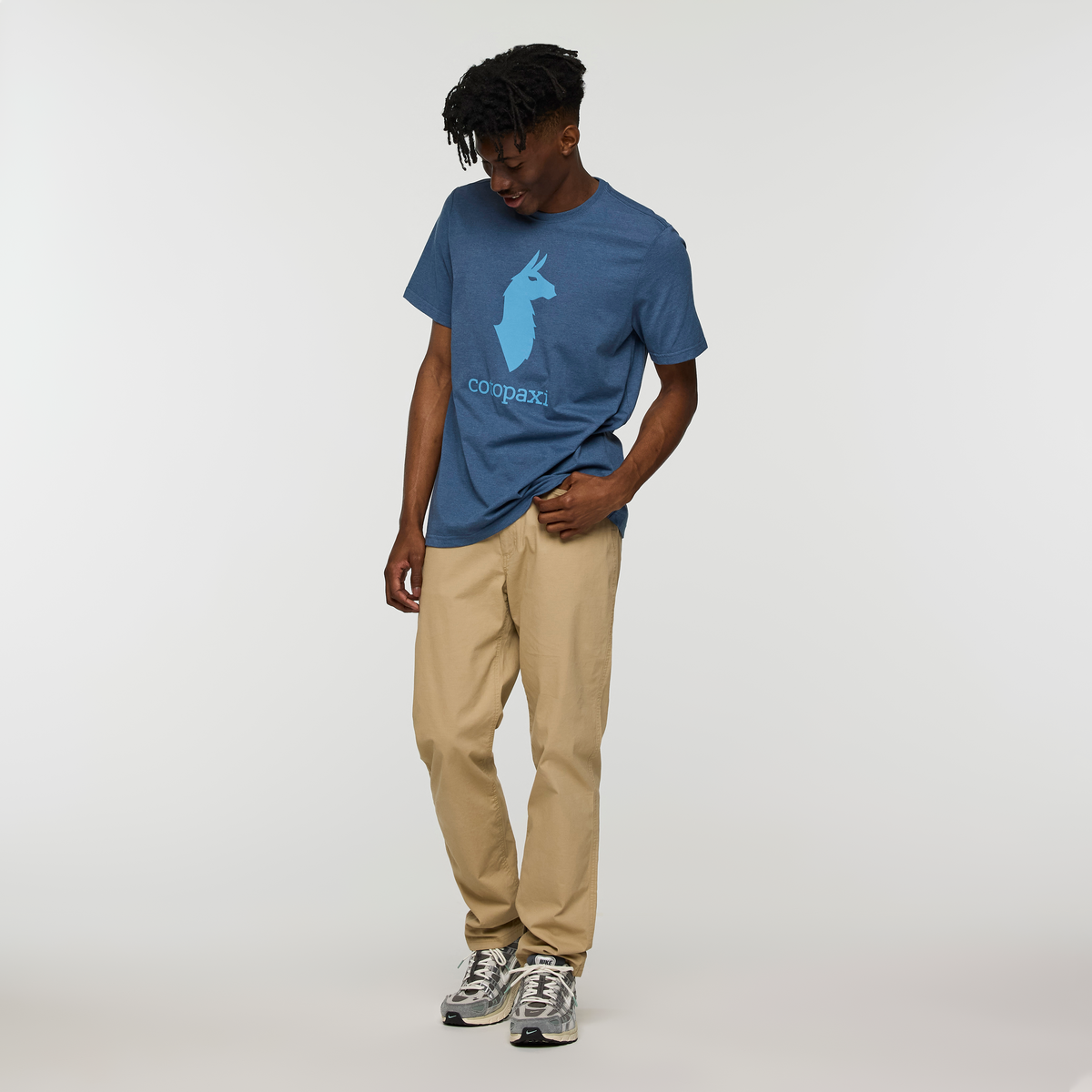 Cotopaxi Llama T-Shirt - Men's, Deep Sea, Model Nicolas