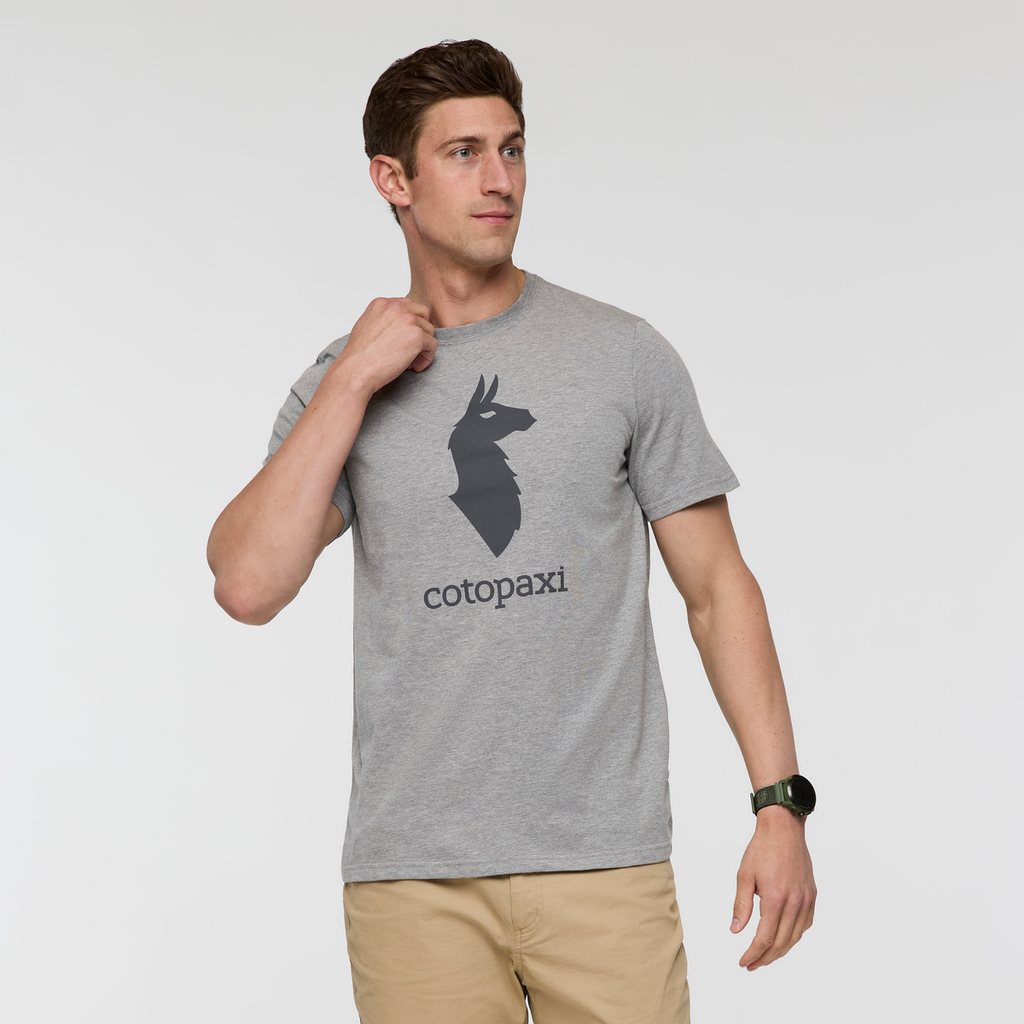 Cotopaxi Llama T-Shirt - Men's, Heather Grey, Model Jackson