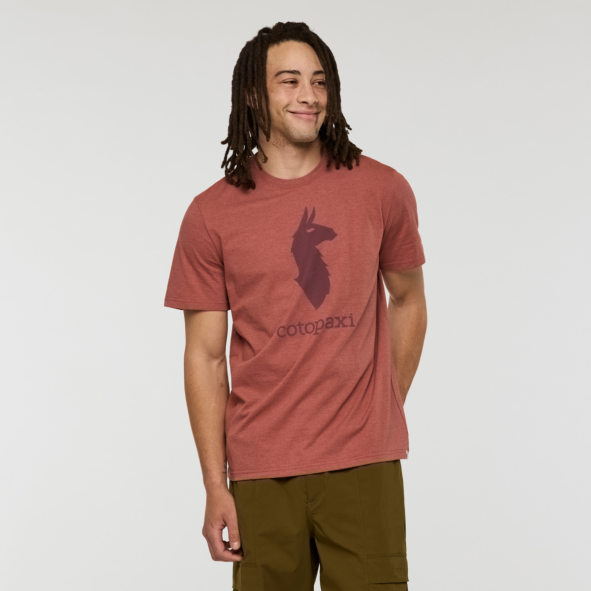 Cotopaxi Llama T-Shirt - Men's, Nutmeg, Model Kai