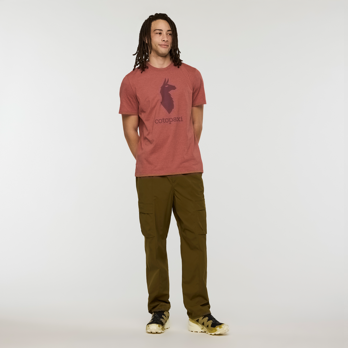 Cotopaxi Llama T-Shirt - Men's, Nutmeg, Model Kai