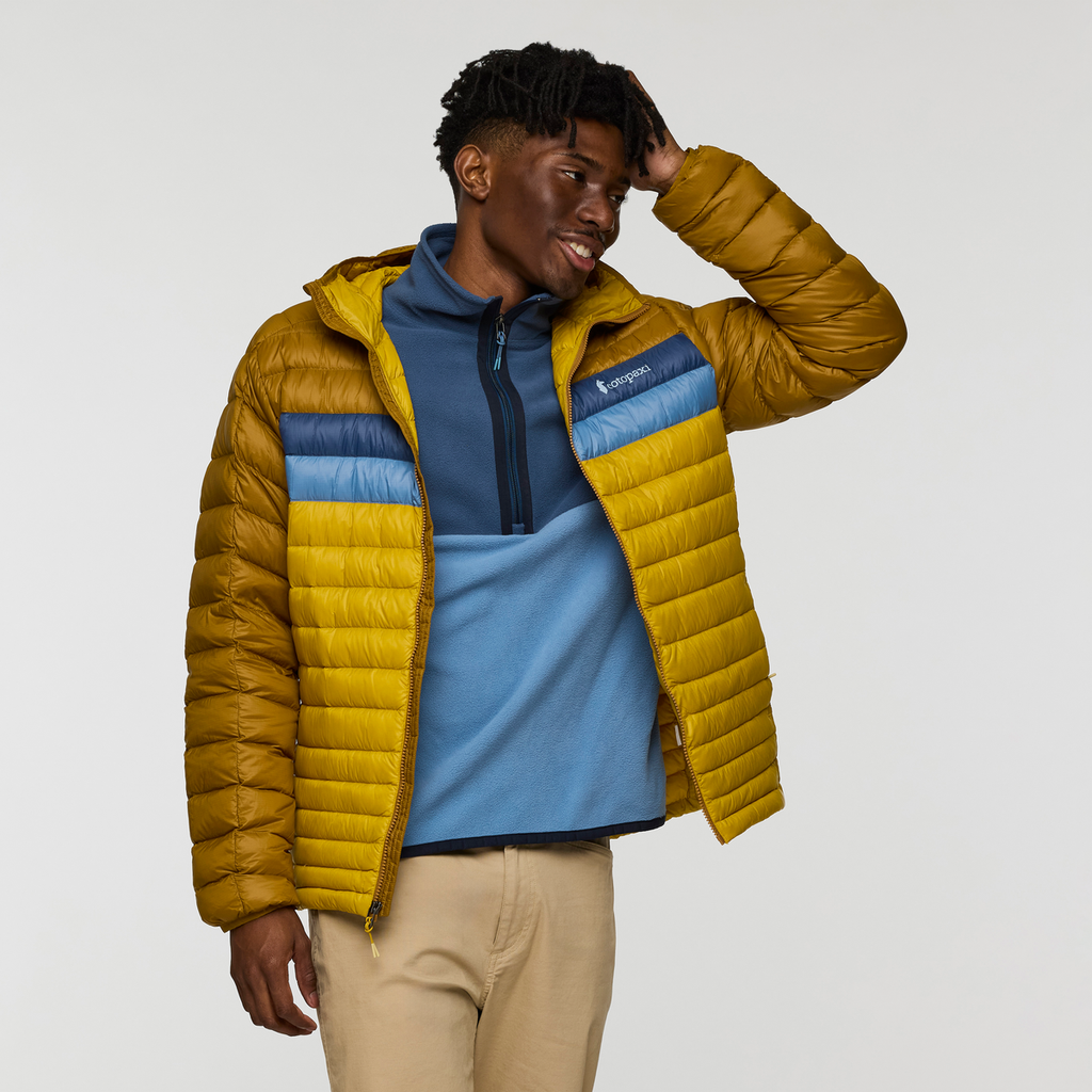 Fuego Down Hooded Jacket - Men's, Bronze/Gold, Model Nicolas