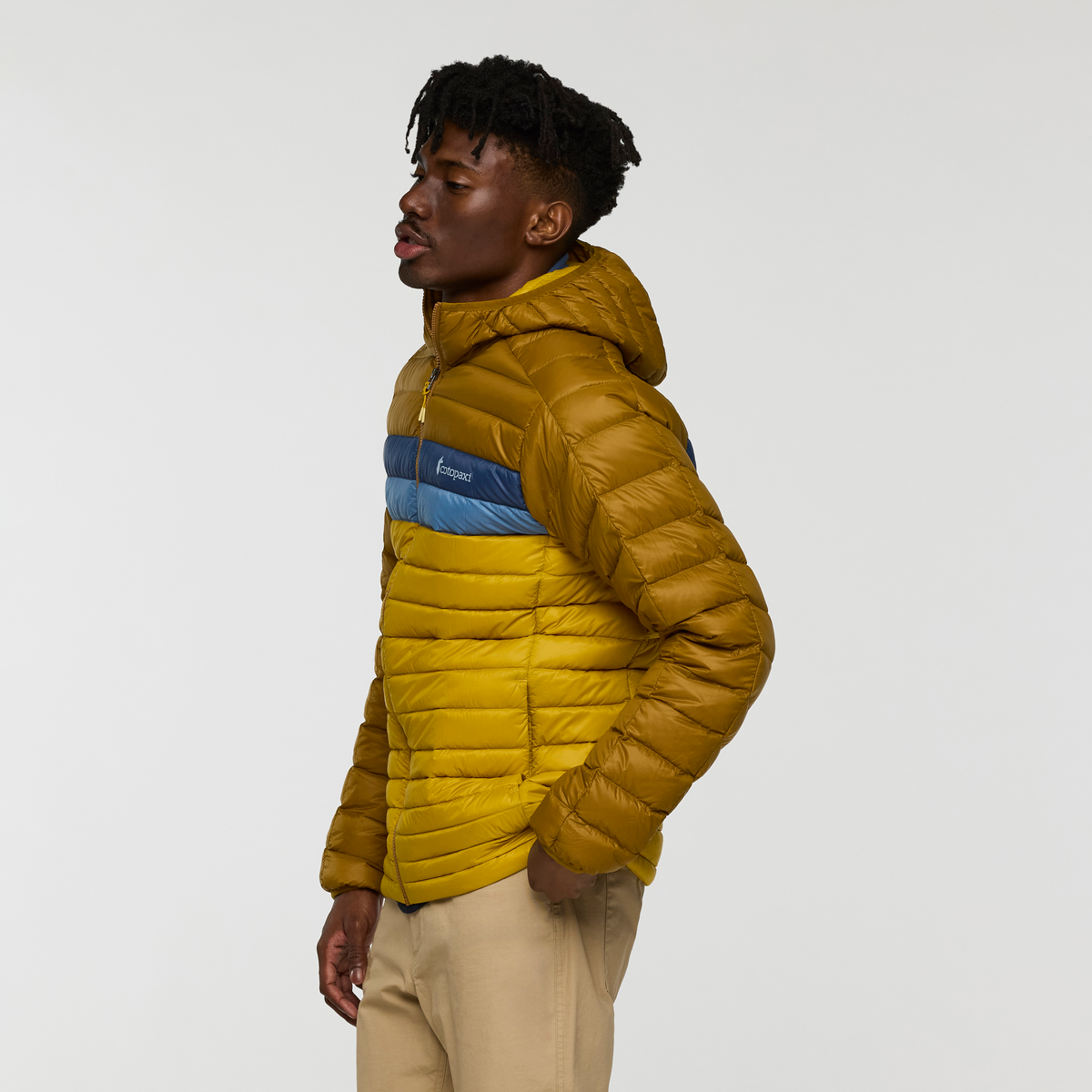 Fuego Down Hooded Jacket - Men's, Bronze/Gold, Model Nicolas