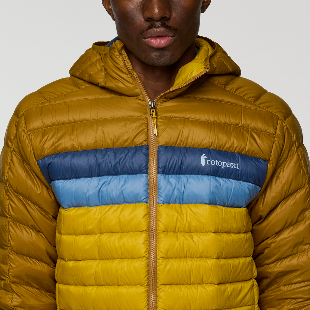 Fuego Down Hooded Jacket - Men's, Bronze/Gold, Model Nicolas