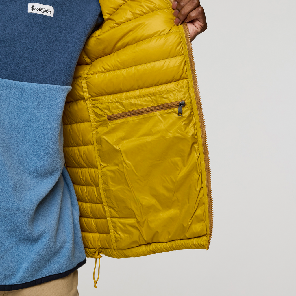 Fuego Down Hooded Jacket - Men's, Bronze/Gold, Model Nicolas