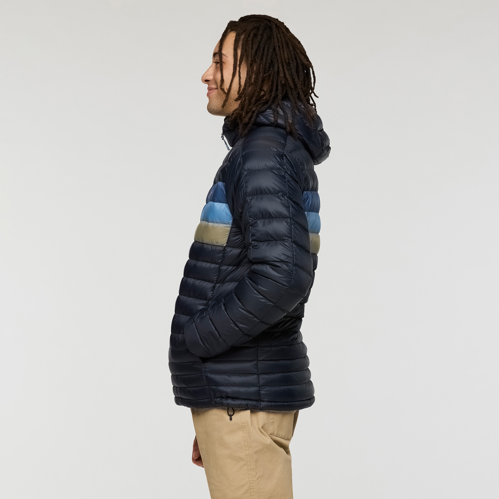 Fuego Down Hooded Jacket - Men's, Carbon Stripes, Model Kai