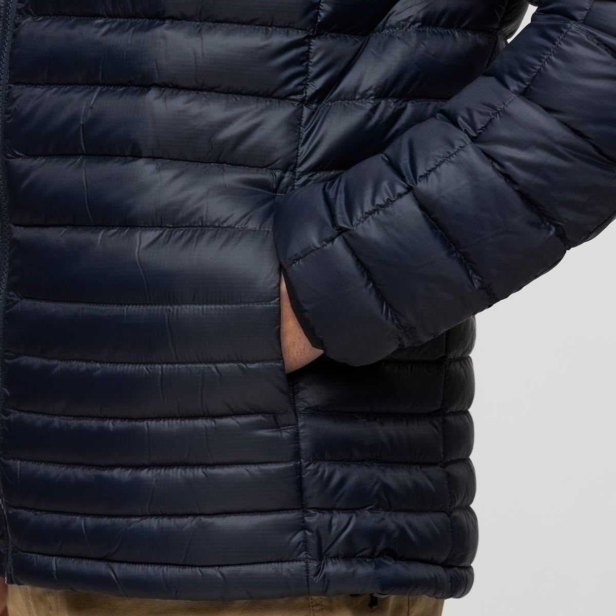 Fuego Down Hooded Jacket - Men's, Carbon Stripes, Model Kai