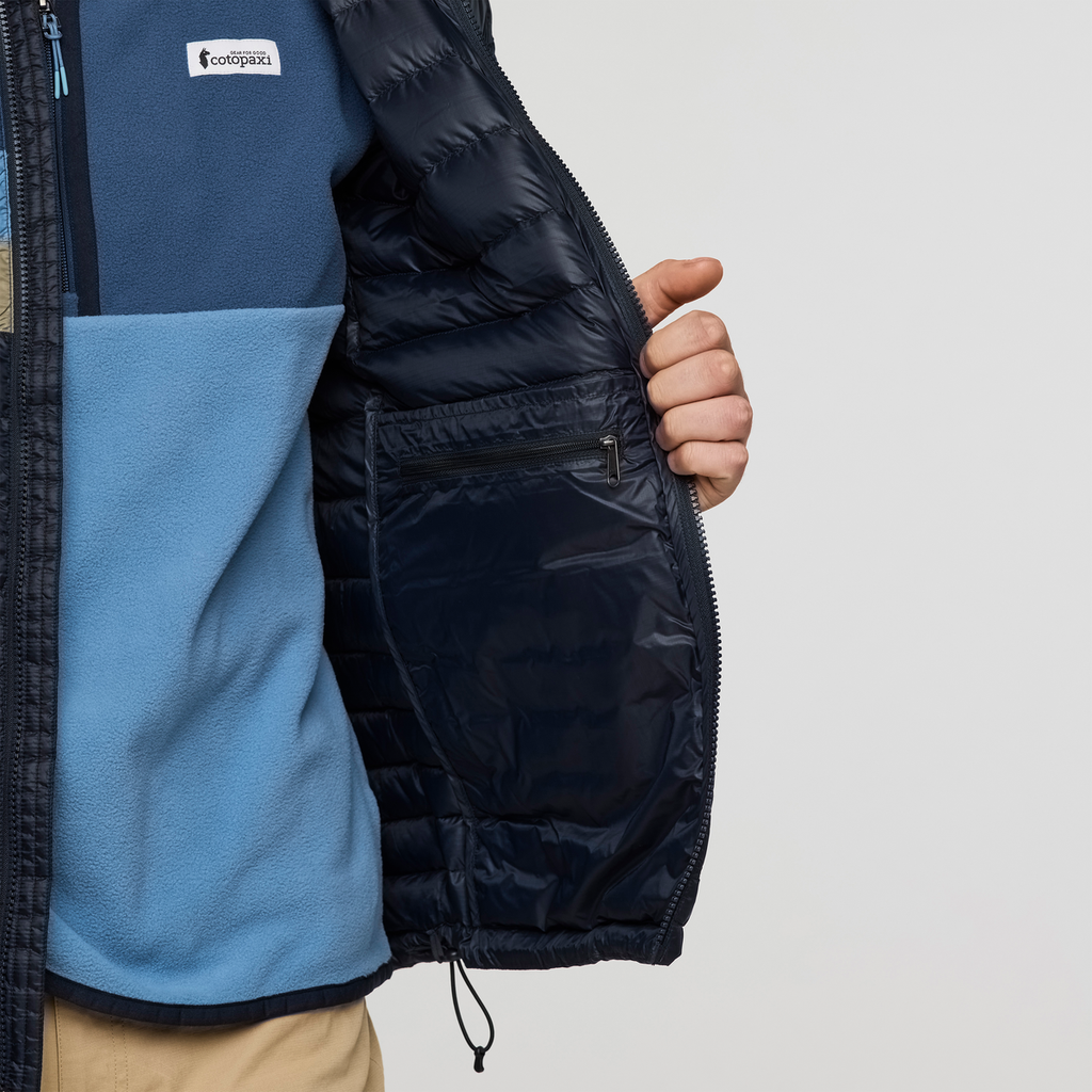 Fuego Down Hooded Jacket - Men's, Carbon Stripes, Model Kai