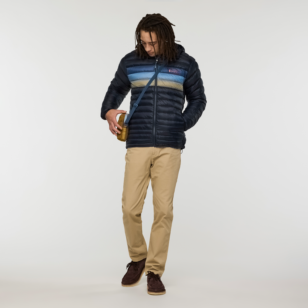 Fuego Down Hooded Jacket - Men's, Carbon Stripes, Model Kai