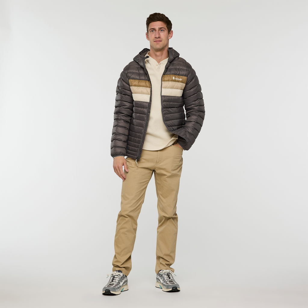 Fuego Down Hooded Jacket - Men's, Cinder Stripes, Model Jackson
