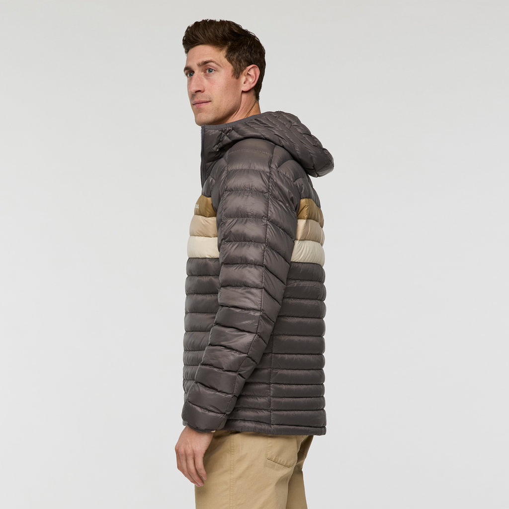 Fuego Down Hooded Jacket - Men's, Cinder Stripes, Model Jackson