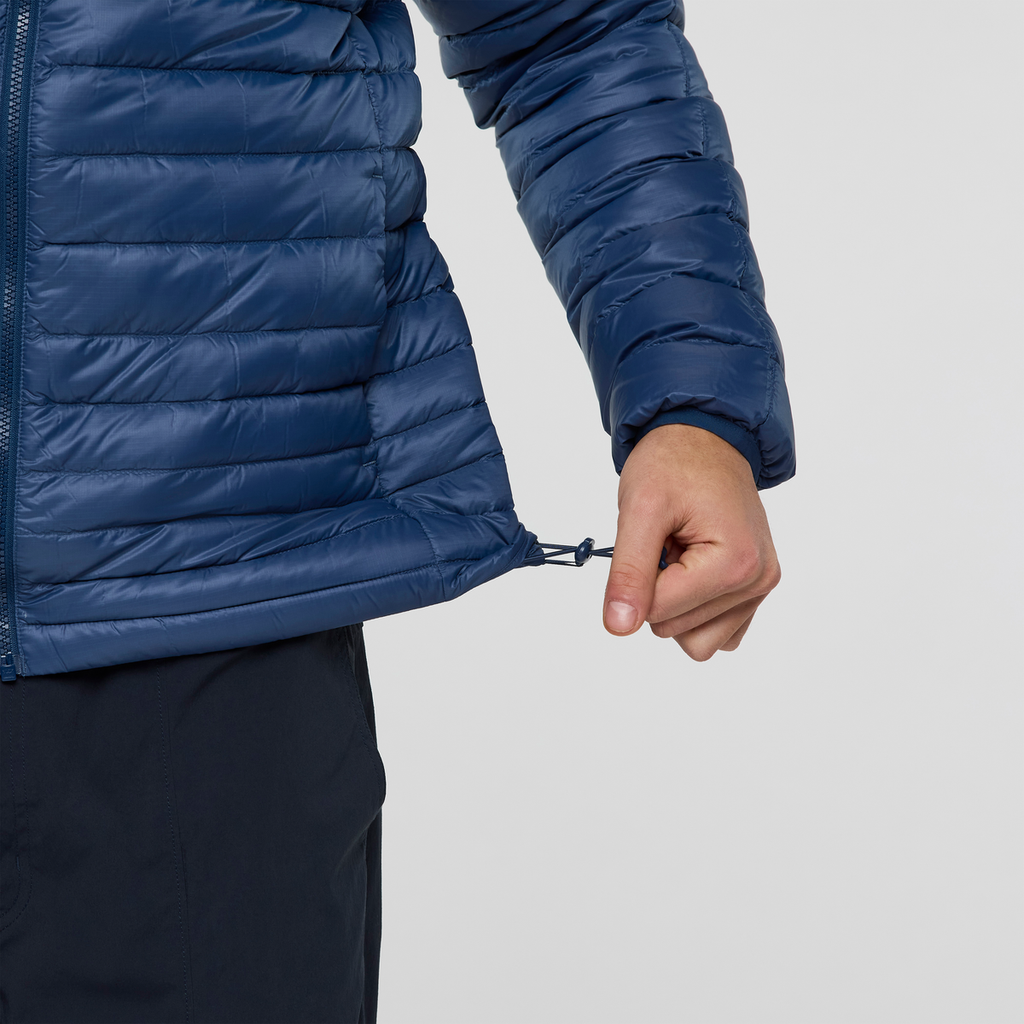 Fuego Down Hooded Jacket - Men's, Deep Sea Stripes, Model Kai