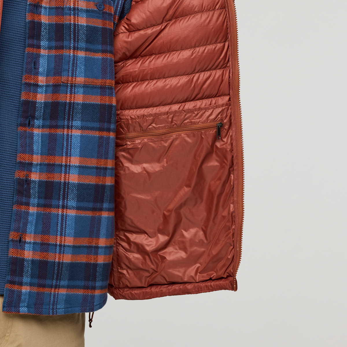 Fuego Down Hooded Jacket - Men's, Nutmeg Stripes, Model Nicolas