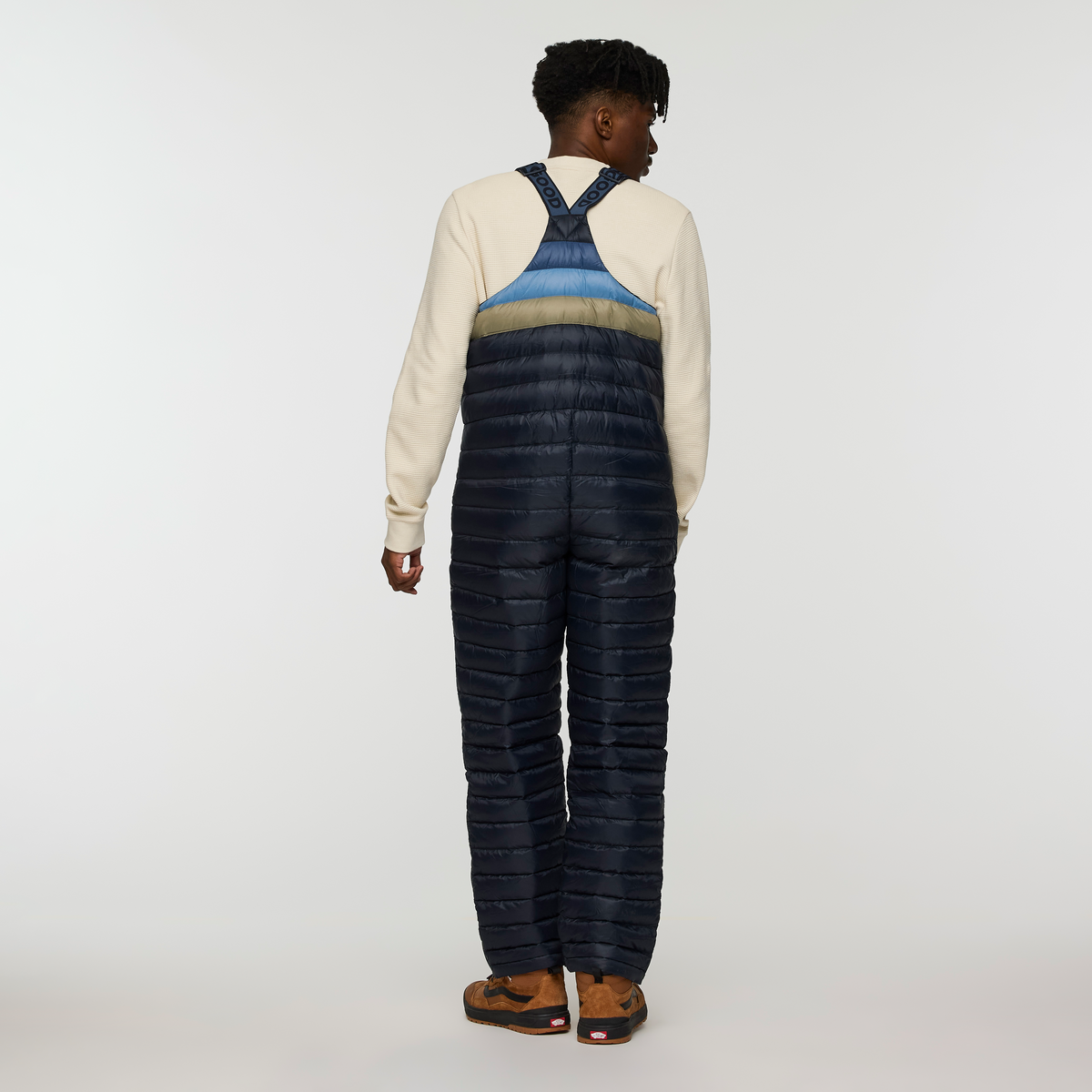 Fuego Down Overall - Men's, Carbon Stripes, Model Nicolas
