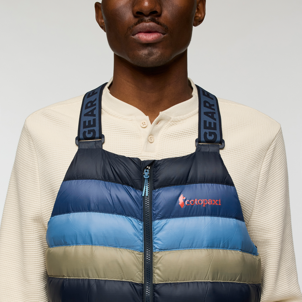 Fuego Down Overall - Men's, Carbon Stripes, Model Nicolas