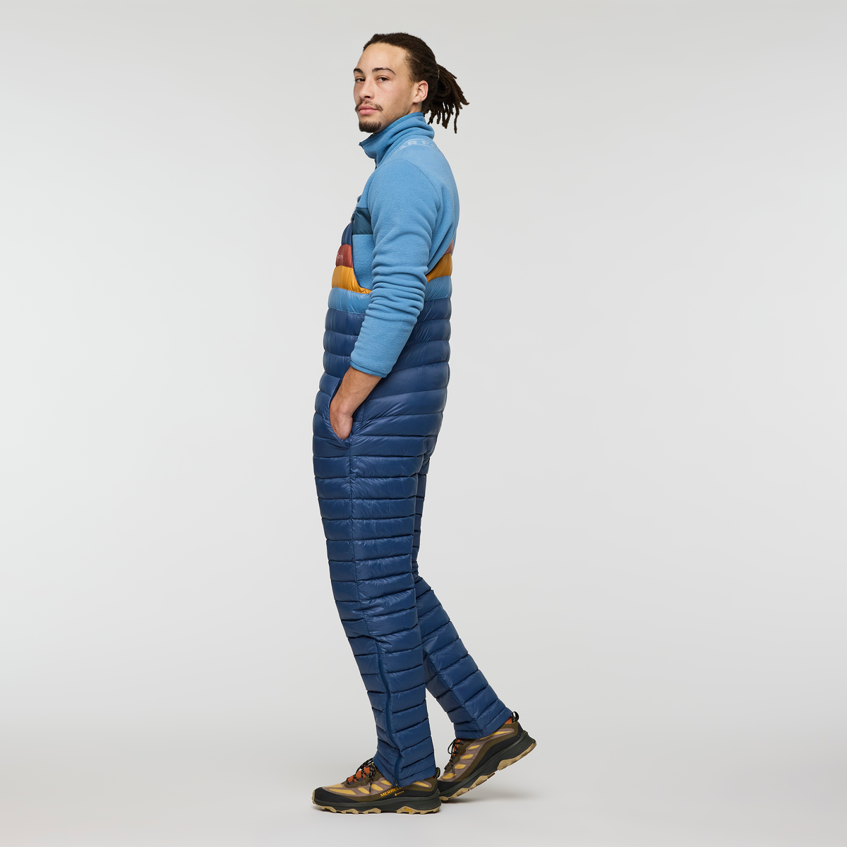 Fuego Down Overall - Men's, Deep Sea Stripes, Model Kai