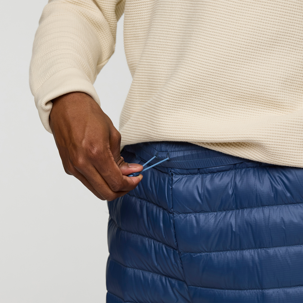 Fuego Down Pant - Men's, Deep Sea Stripes, Model Nicolas