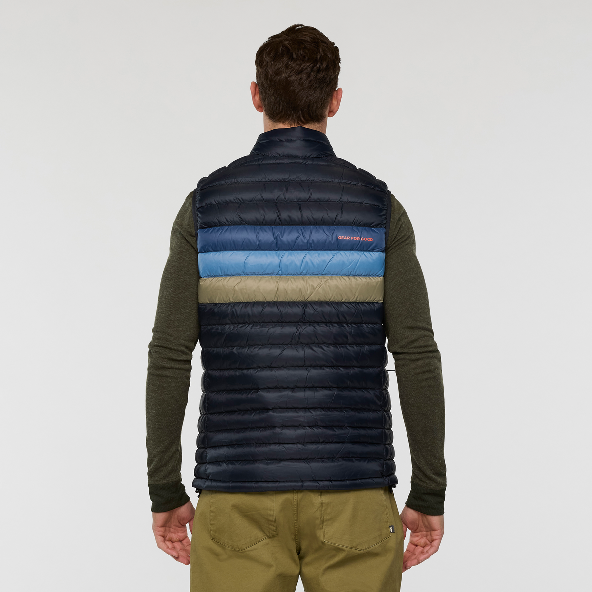 Fuego Down Vest - Men's, Carbon Stripes, Model Jackson