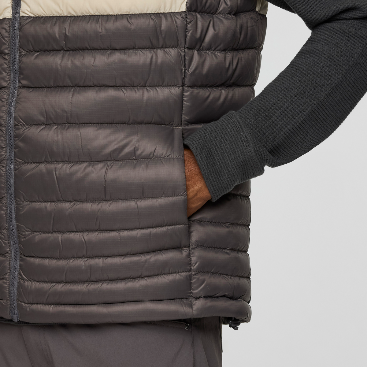 Fuego Down Vest - Men's, Cinder Stripes, Model Nicolas