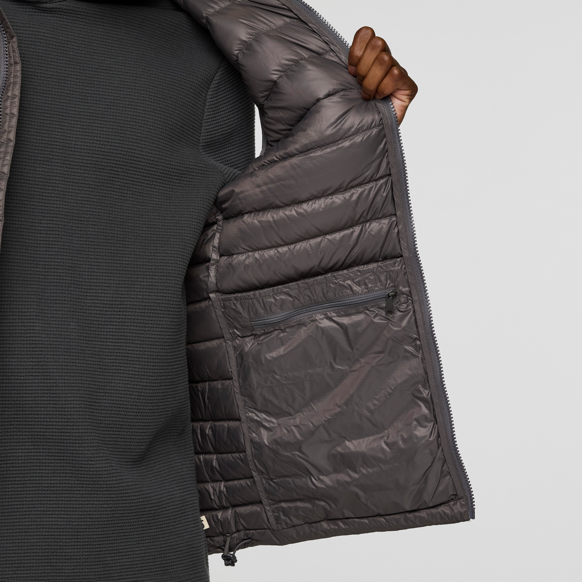 Fuego Down Vest - Men's, Cinder Stripes, Model Nicolas