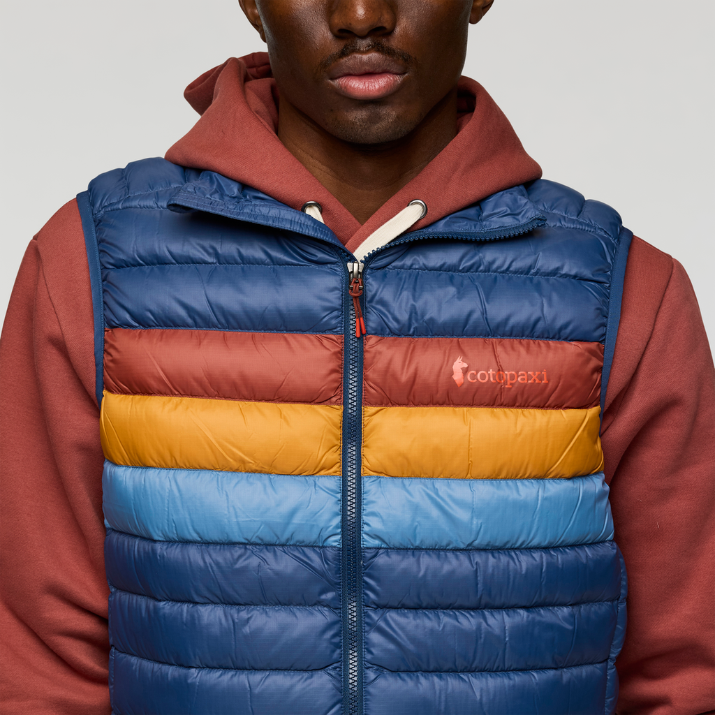 Fuego Down Vest - Men's, Deep Sea Stripes, Model Nicolas