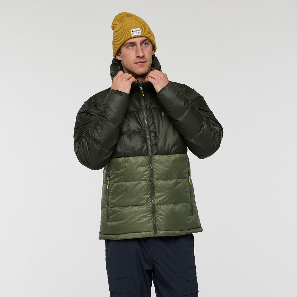 Fuego Max Down Hooded Jacket - Men's, Woods/Fatigue, Model Jackson