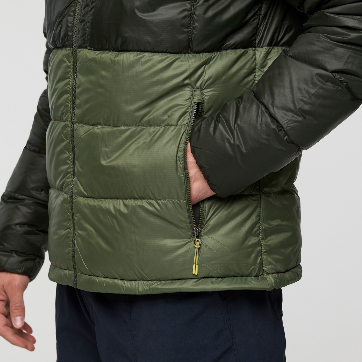 Fuego Max Down Hooded Jacket - Men's, Woods/Fatigue, Model Jackson