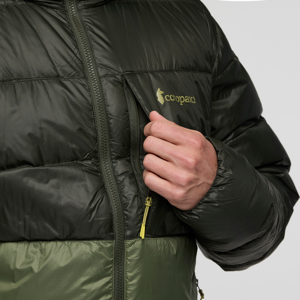 Fuego Max Down Hooded Jacket - Men's, Woods/Fatigue, Model Jackson