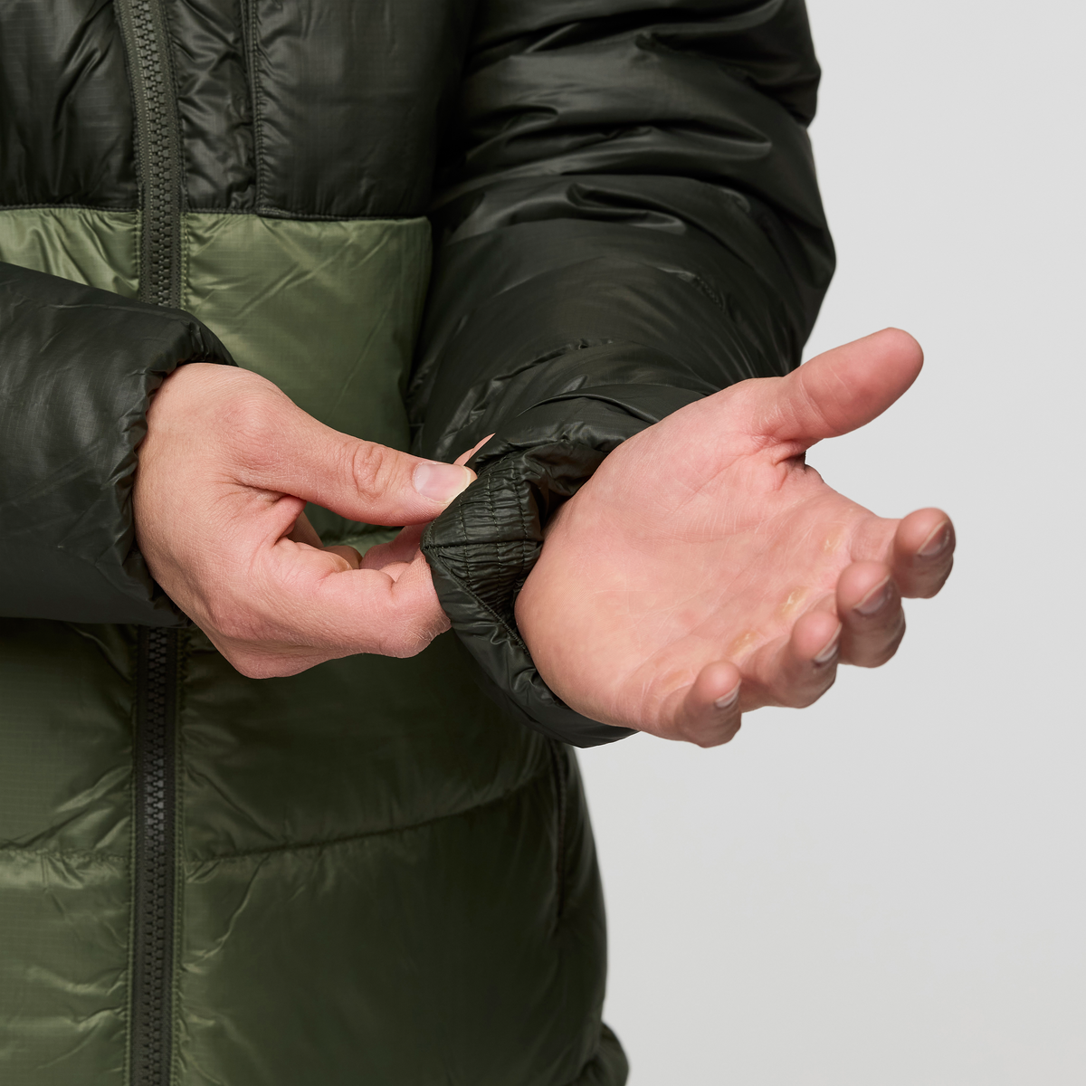 Fuego Max Down Hooded Jacket - Men's, Woods/Fatigue, Model Jackson
