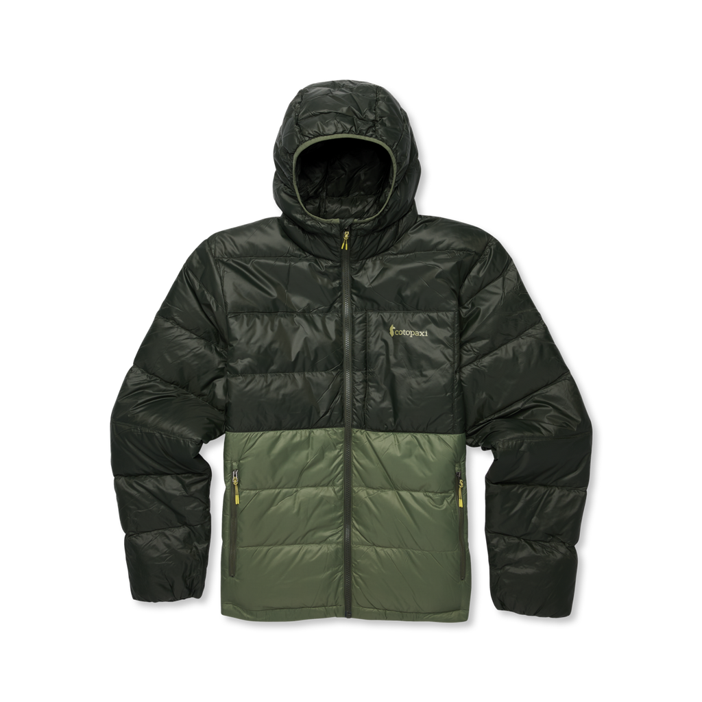 Fuego Max Down Hooded Jacket - Men's, Woods/Fatigue, flatlay