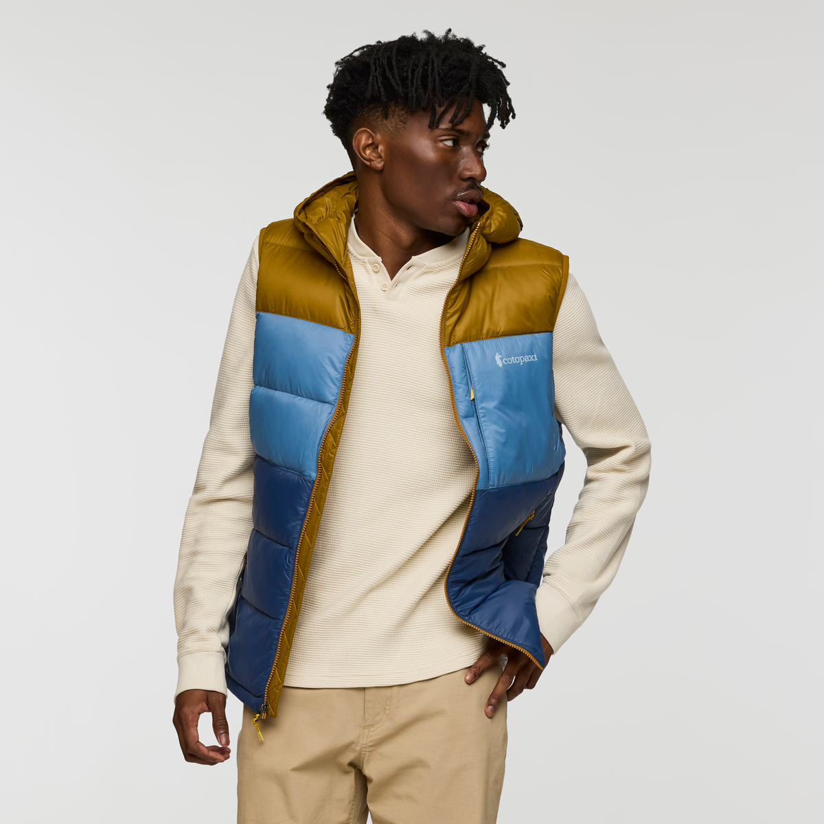 Fuego Max Down Vest - Men's, Bronze/Deep Sea, Model Nicolas