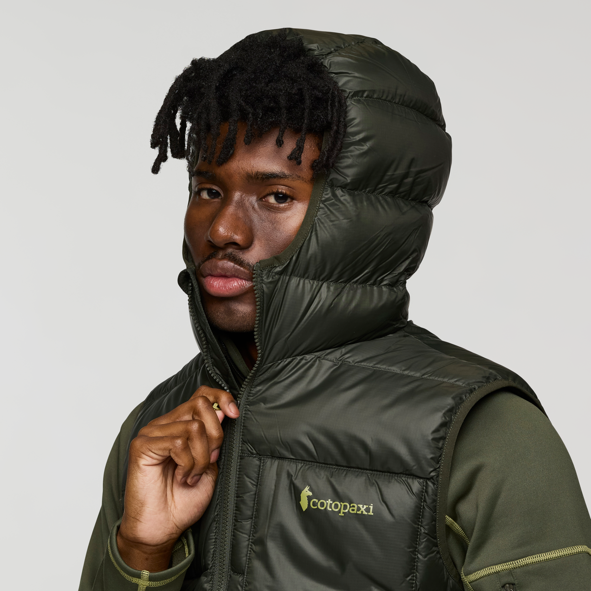 Fuego Max Down Vest - Men's, Woods/Fatigue, Model Nicolas