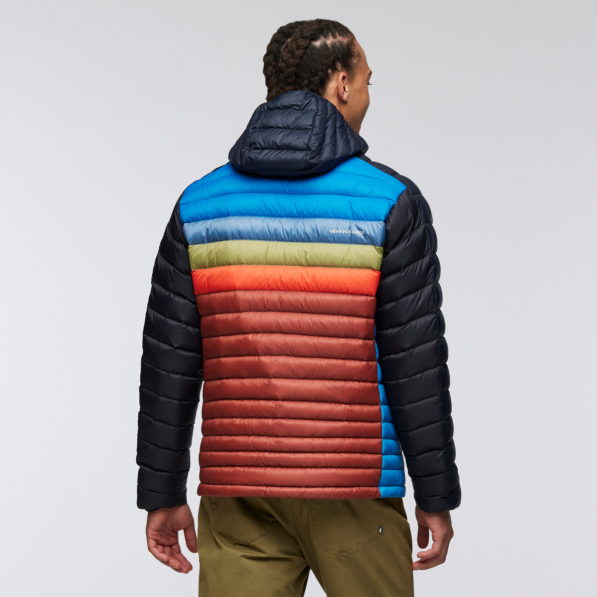 Funky Fuego Down Hooded Jacket - Men's, Carbon Combo, Model Kai