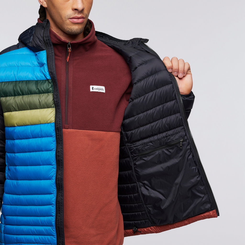 Funky Fuego Down Hooded Jacket - Men's, Carbon Combo, Model Kai
