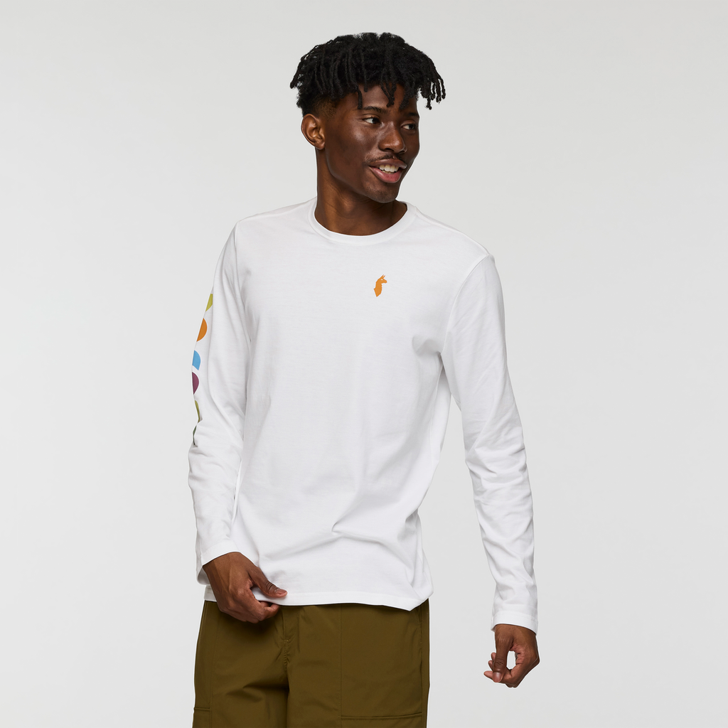 Geo Do Good Long-Sleeve T-Shirt - Men's, White, Model Nicolas
