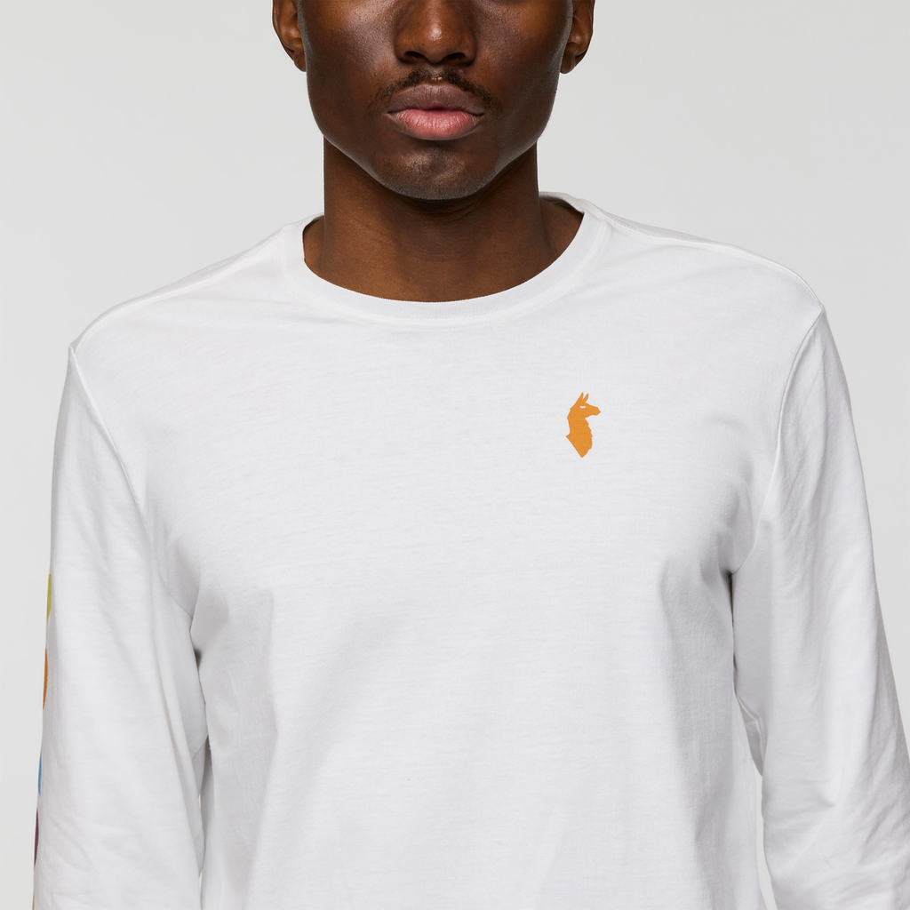 Geo Do Good Long-Sleeve T-Shirt - Men's, White, Model Nicolas