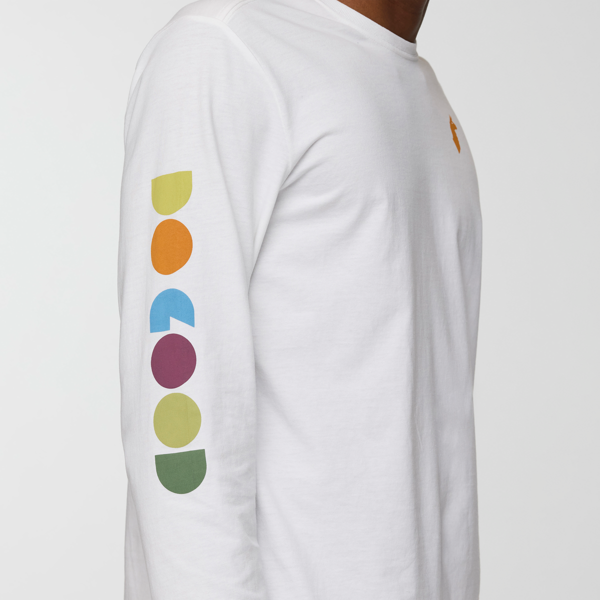 Geo Do Good Long-Sleeve T-Shirt - Men's, White, Model Nicolas