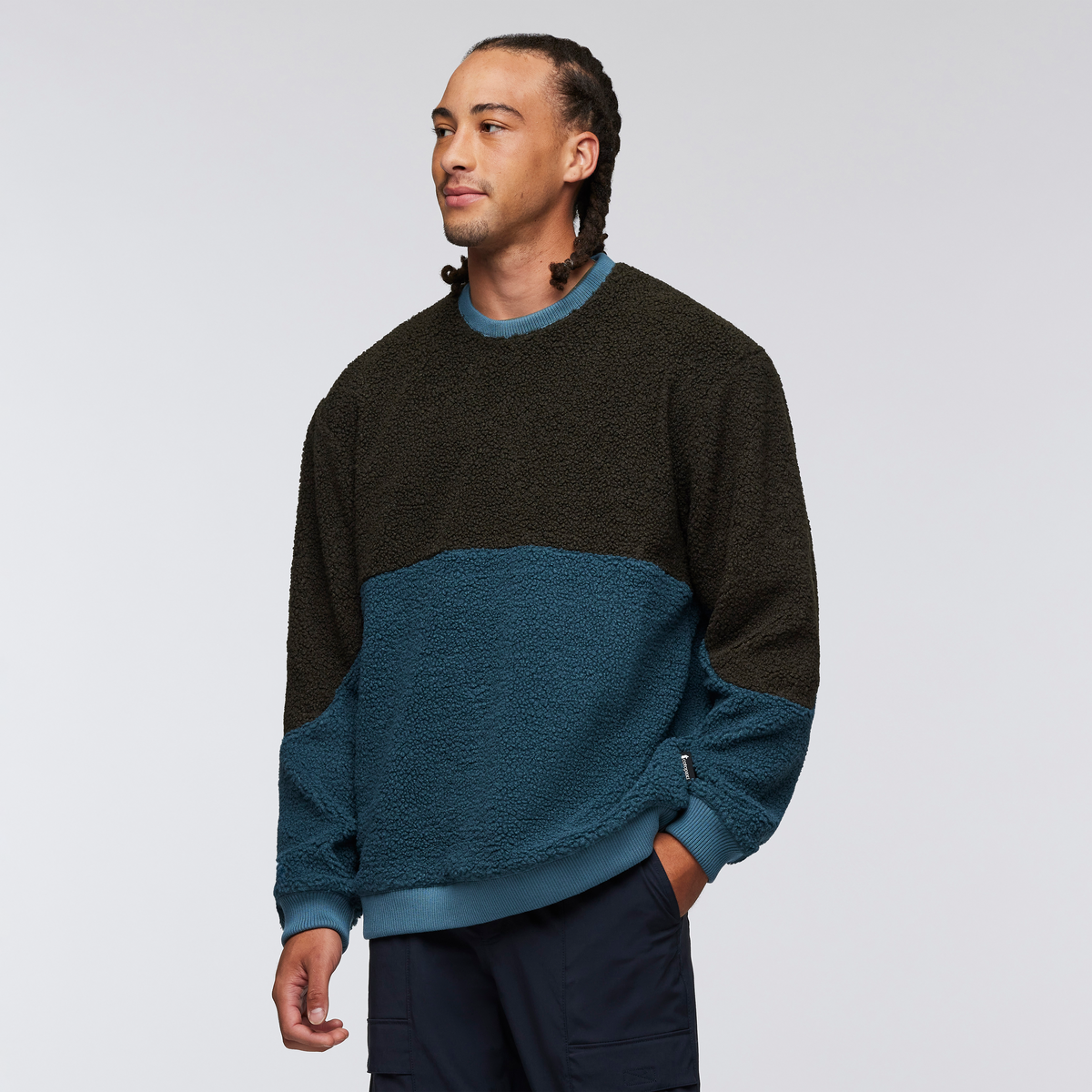 High Pile Fleece Crew - Men's, Woods/Blue Spruce, Model Kai