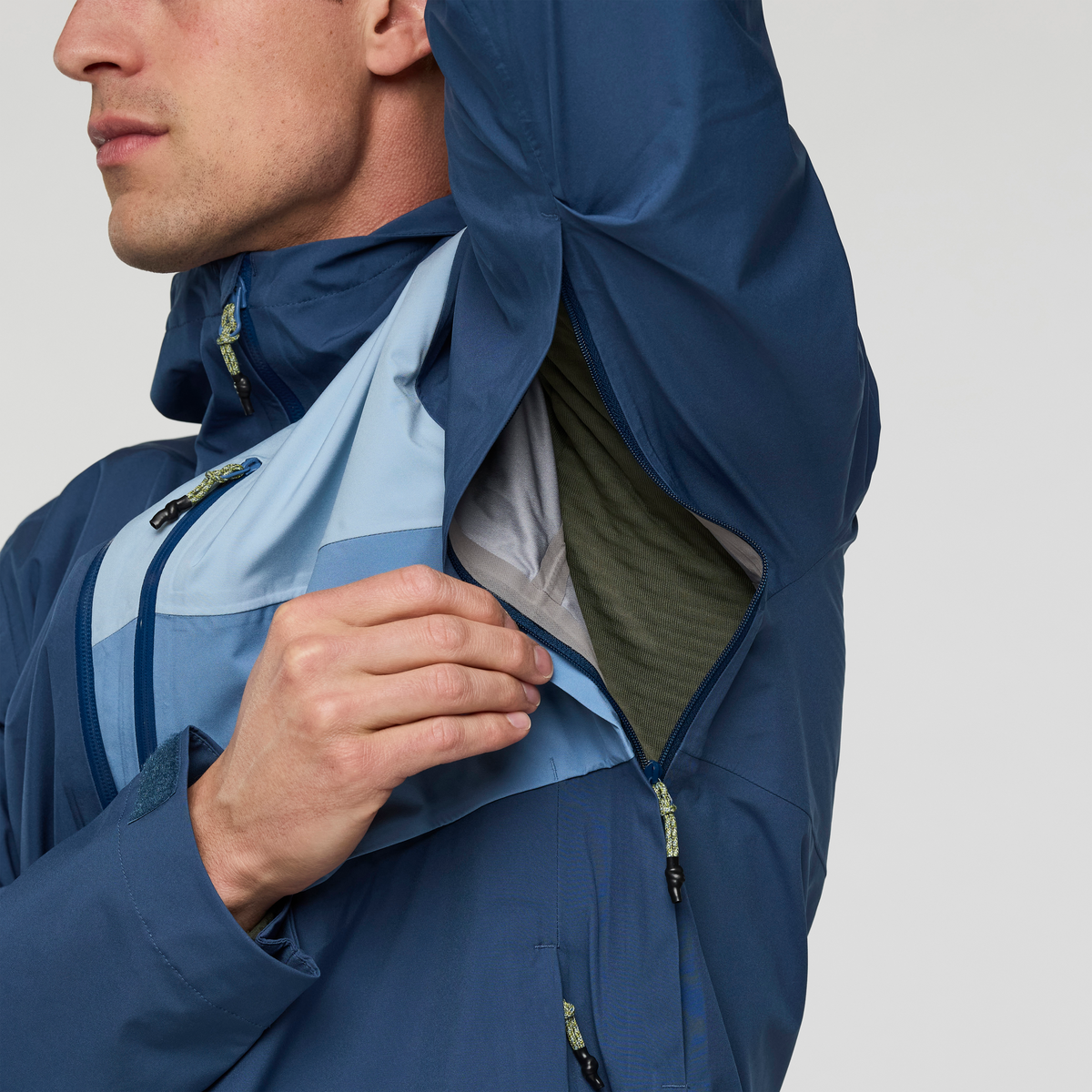 Impermeo 3L Hooded Shell Jacket - Men's, Deep Sea, Model Jackson