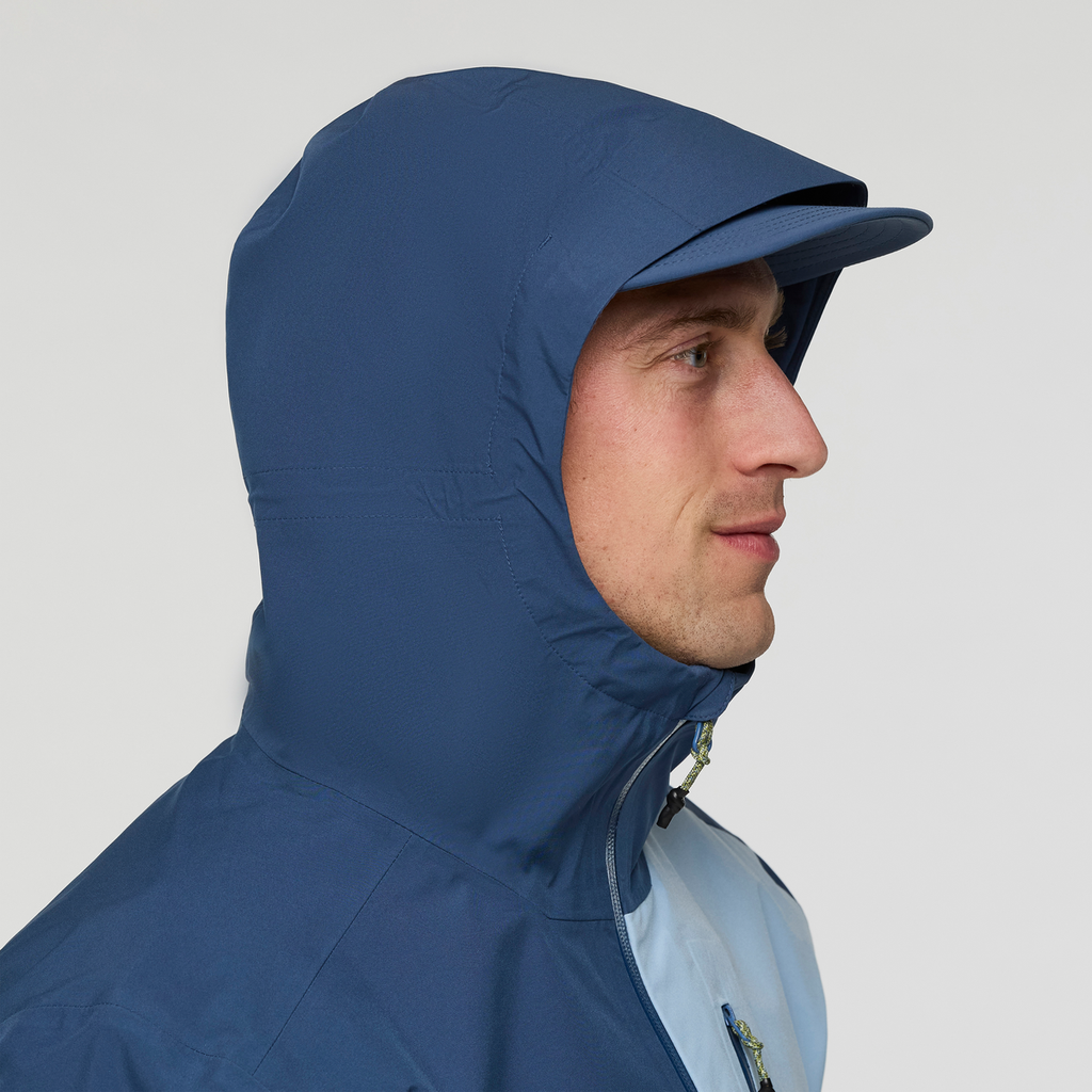 Impermeo 3L Hooded Shell Jacket - Men's, Deep Sea, Model Jackson