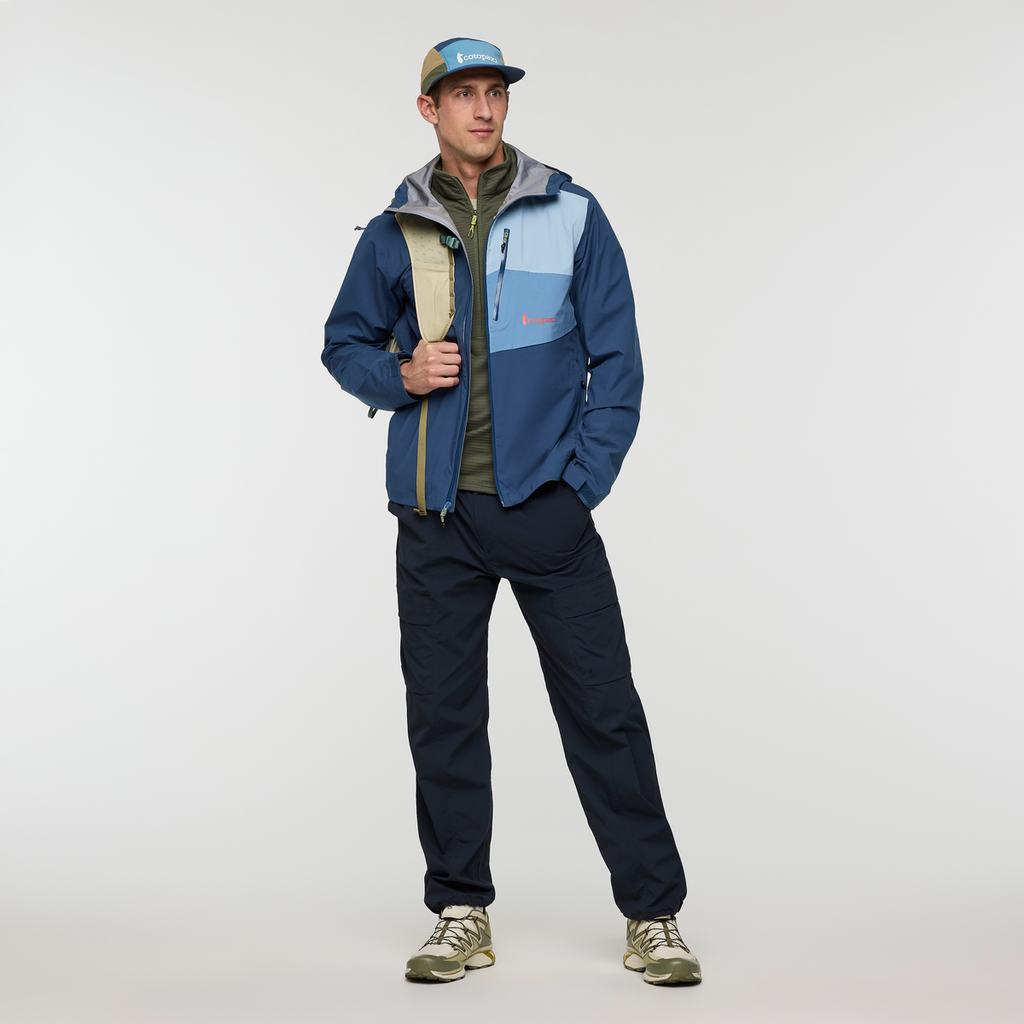 Impermeo 3L Hooded Shell Jacket - Men's, Deep Sea, Model Jackson