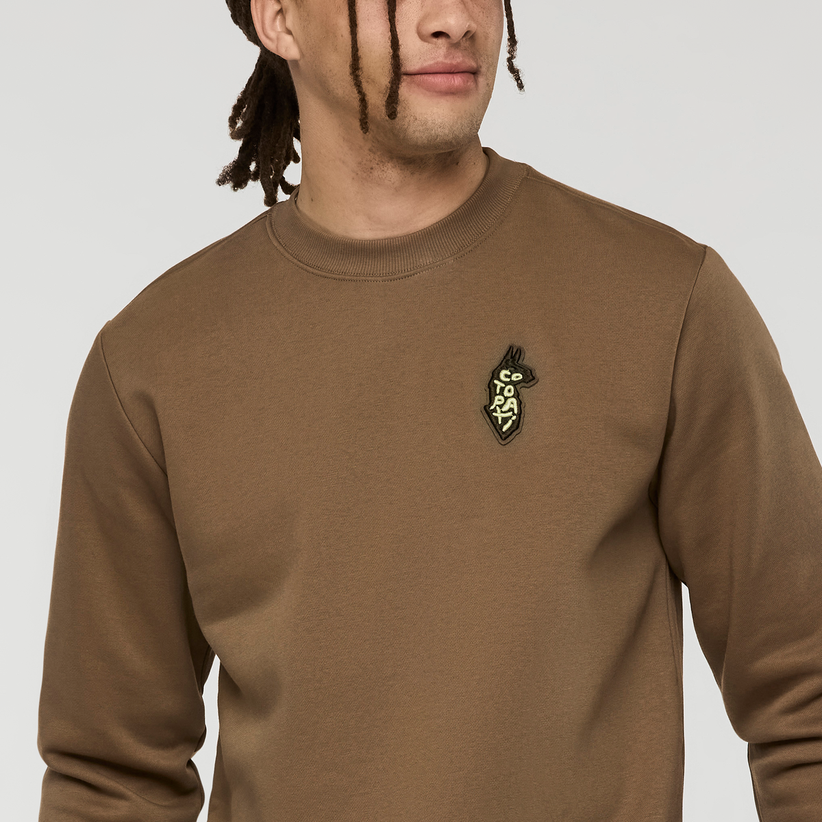 Lava Llama Crew Sweatshirt - Men's, Dune, Model Kai